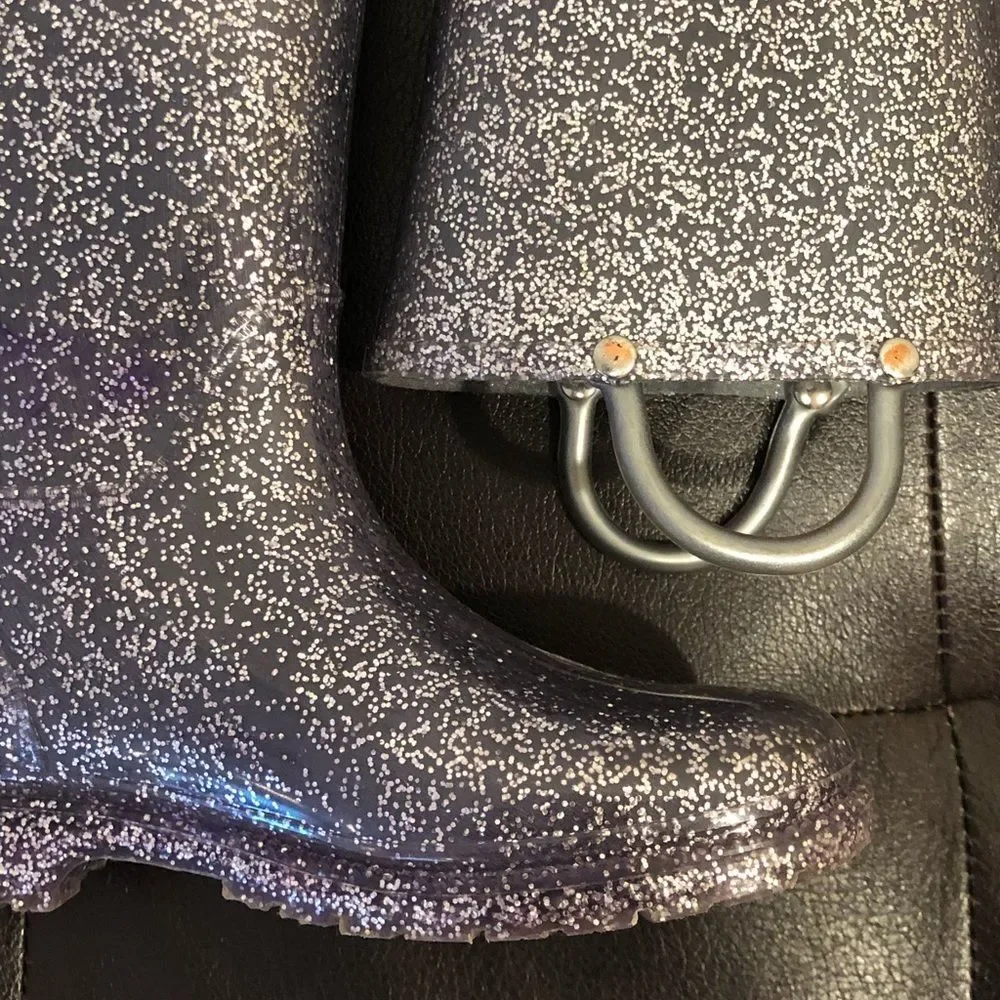 Silver glittered rain boots